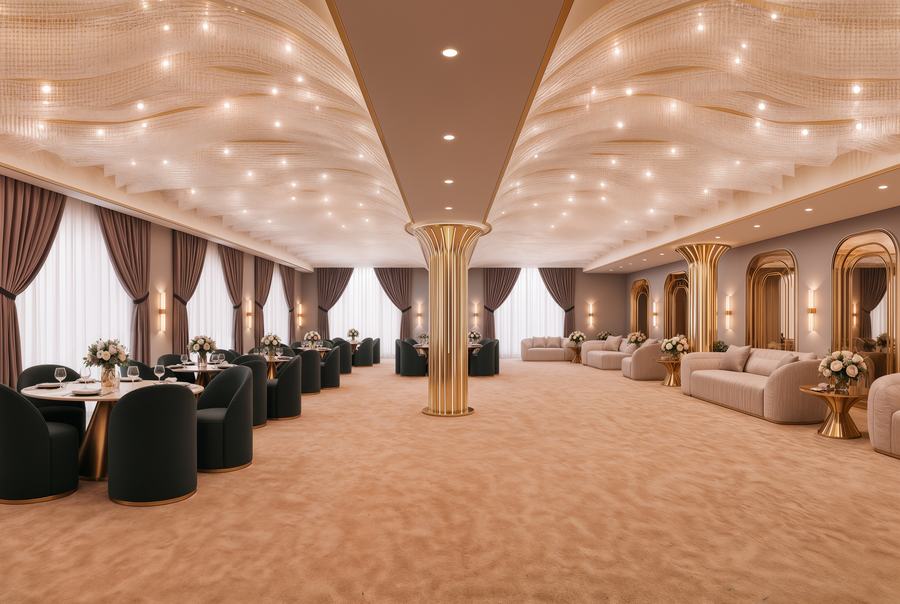 The banquet hall, set — The Monarch, Jaipur